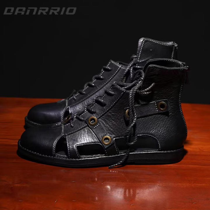 DANRRIO Original Handmade Head layer Cowhide Roman Hollowed Sandal Boots DANRRIO.COM DANRRIO