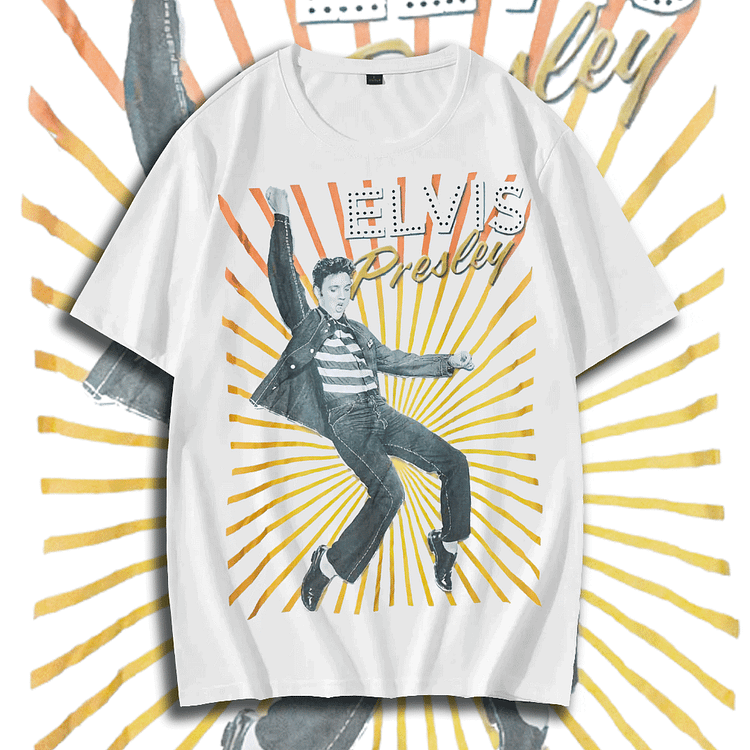 Davidhawaii100% Cotton Casual Rock and roll double-sided T-shirt-100% cotton