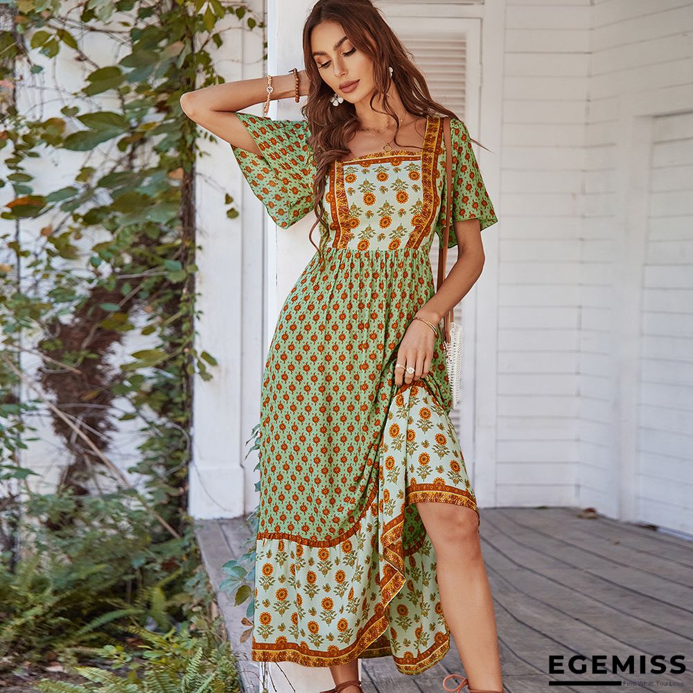 Bohemian French Square Collar Dress | EGEMISS