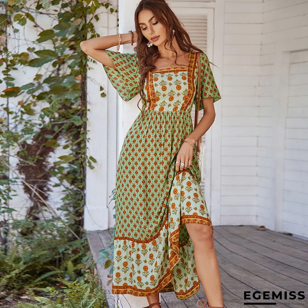 Bohemian French Square Collar Dress | EGEMISS