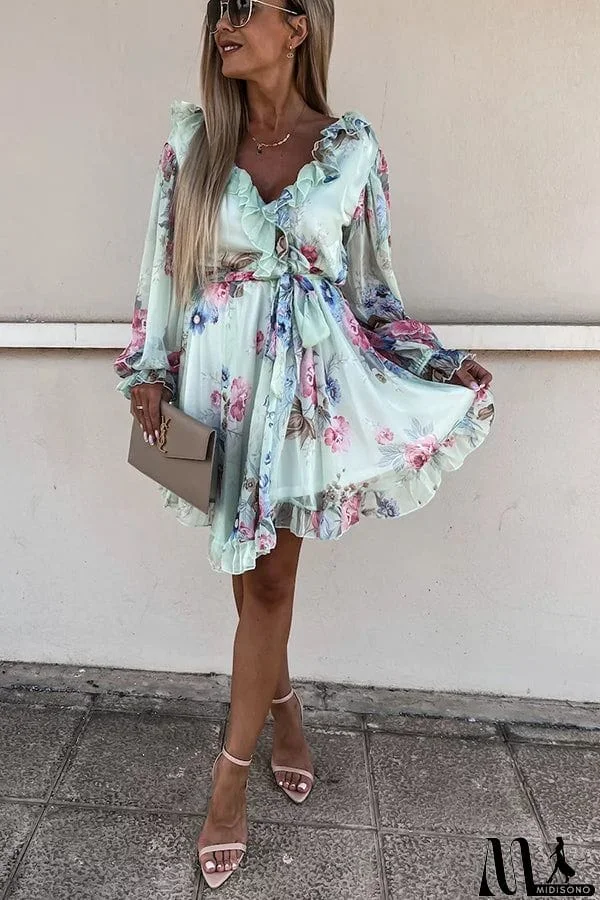MidiSono - Create Your Dream Life Floral Ruffle Dress