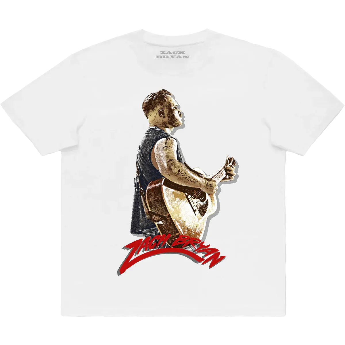 "Zach Bryan live performance white tour T shirt front"
