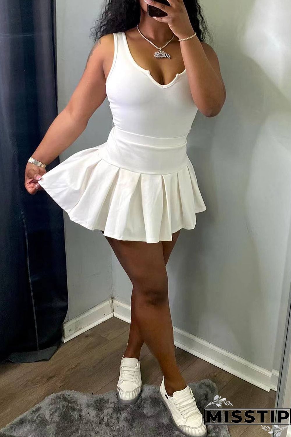 Black Casual Solid Patchwork U Neck Two Pieces