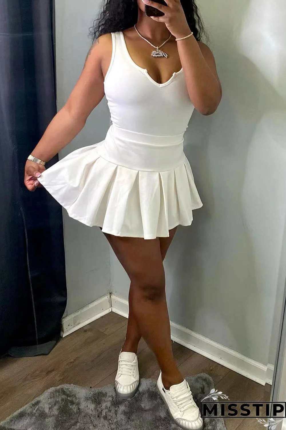 Black Casual Solid Patchwork U Neck Two Pieces