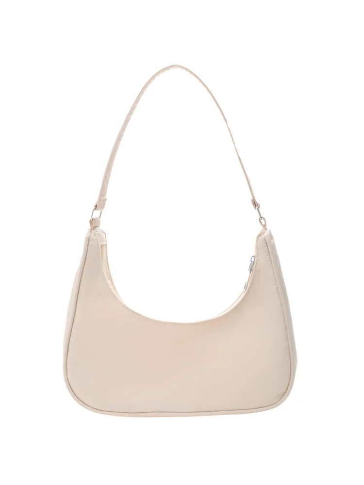 Fashion Women Pure Color Underarm Hobos Bags Top-handle Handbag (Beige)