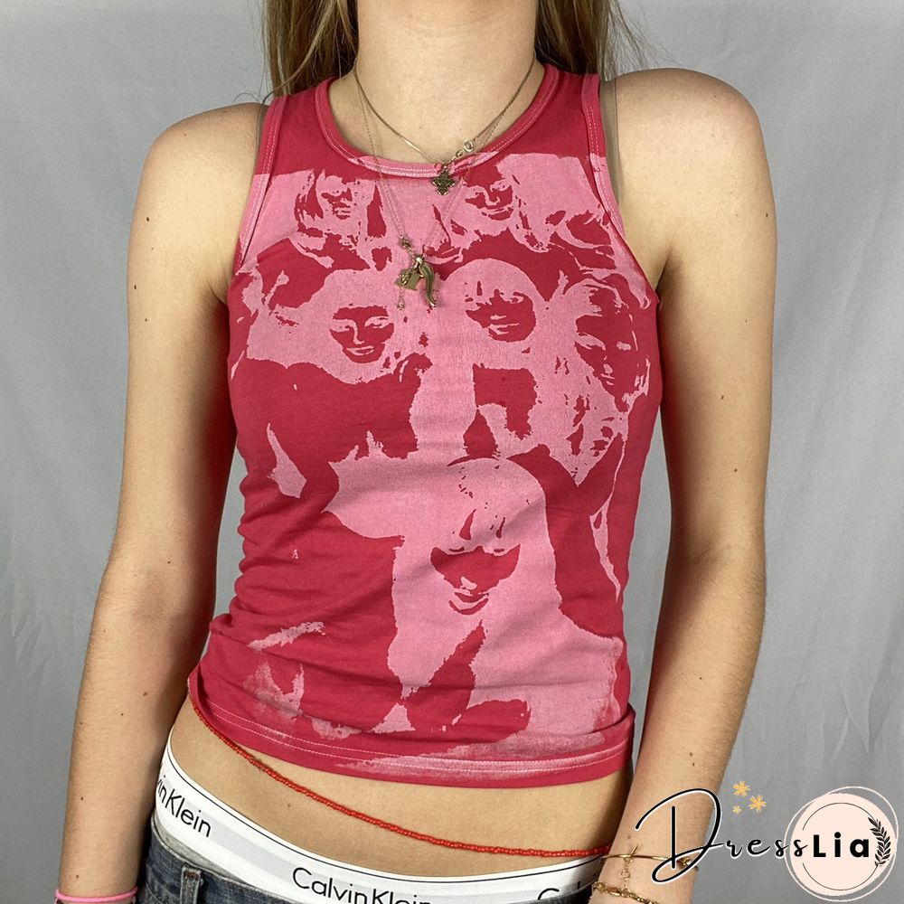 Vintage Girl Graphic Crop Tank Top
