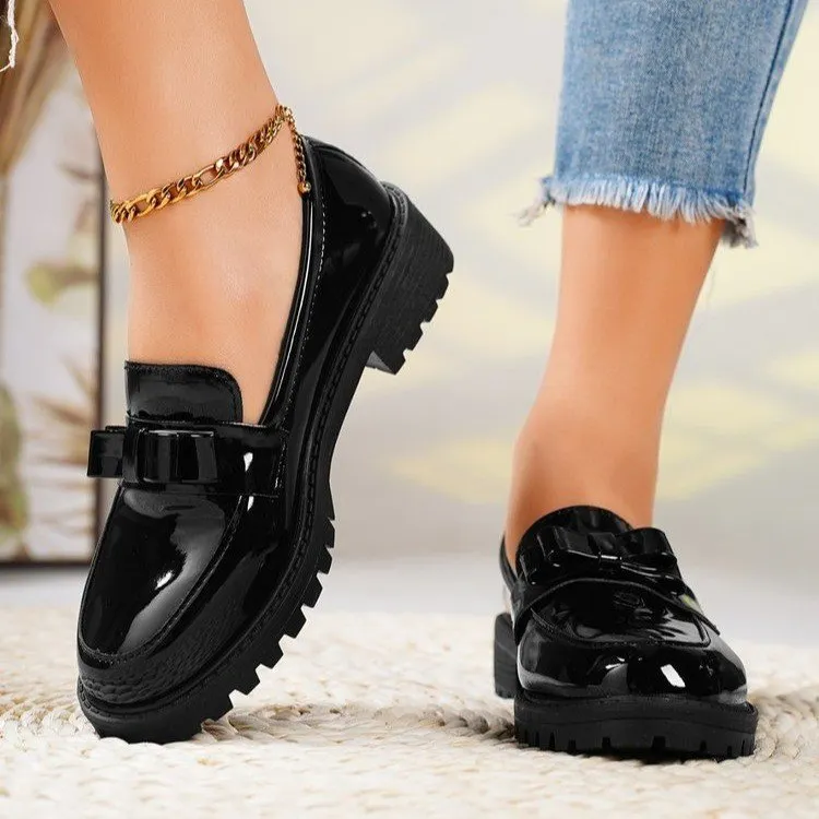 Breakj Breakj New Patent Leather Bright Eso And Retro Lefu Shoes Large-Size Fashion Casual Single Shoes