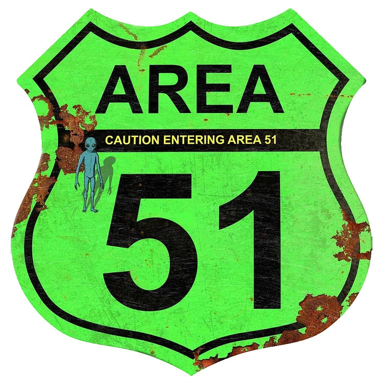 Area 51 café - bouclier vintage enseignes en étain / enseignes en bois - 11.8x11.8in