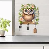 (US Only)Wooden Special Shape Owl 3 Hooks Diamond Painting Hook Rail for Wall Cabinet