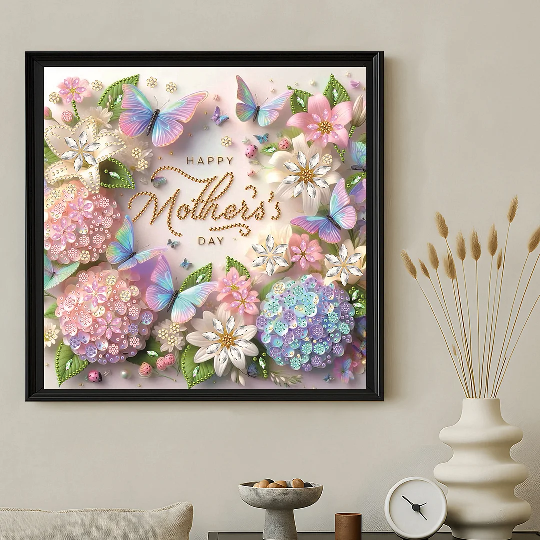 Diamond Painting - Partial Special Shaped Drill - Butterfly Mothers Day(Canvas|30x30cm)
