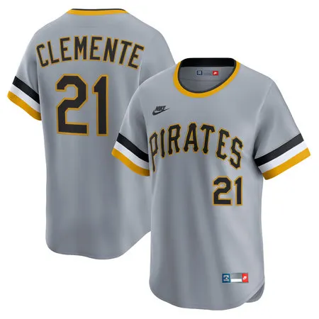 Youth Pittsburgh Pirates #21 Roberto Clemente Nike Gray Throwback Cooperstown Collection Limited Jersey
