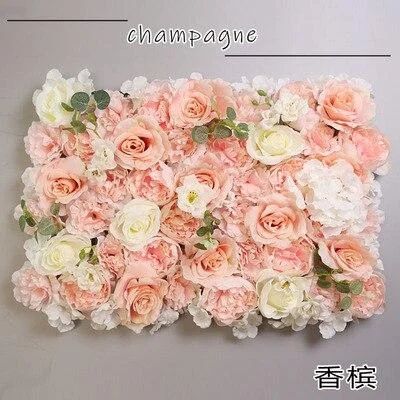 40x60cm Silk Rose Flower Champagne Artificial Flower DIY Wedding Decoration Flower Wall Panels Romantic Wedding Backdrop Decor 1118