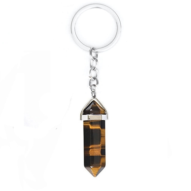 Retro Geometric Alloy Plating Natural Stone Women’s Bag Pendant Keychain