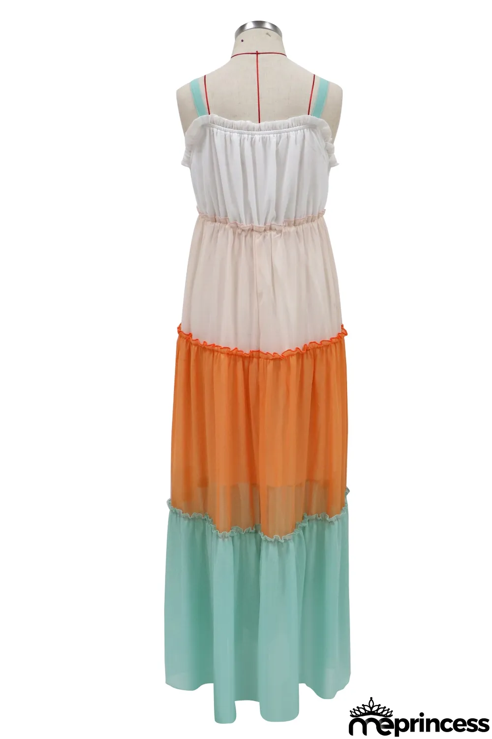 Summer Contrast Strap Long Holiday Dress