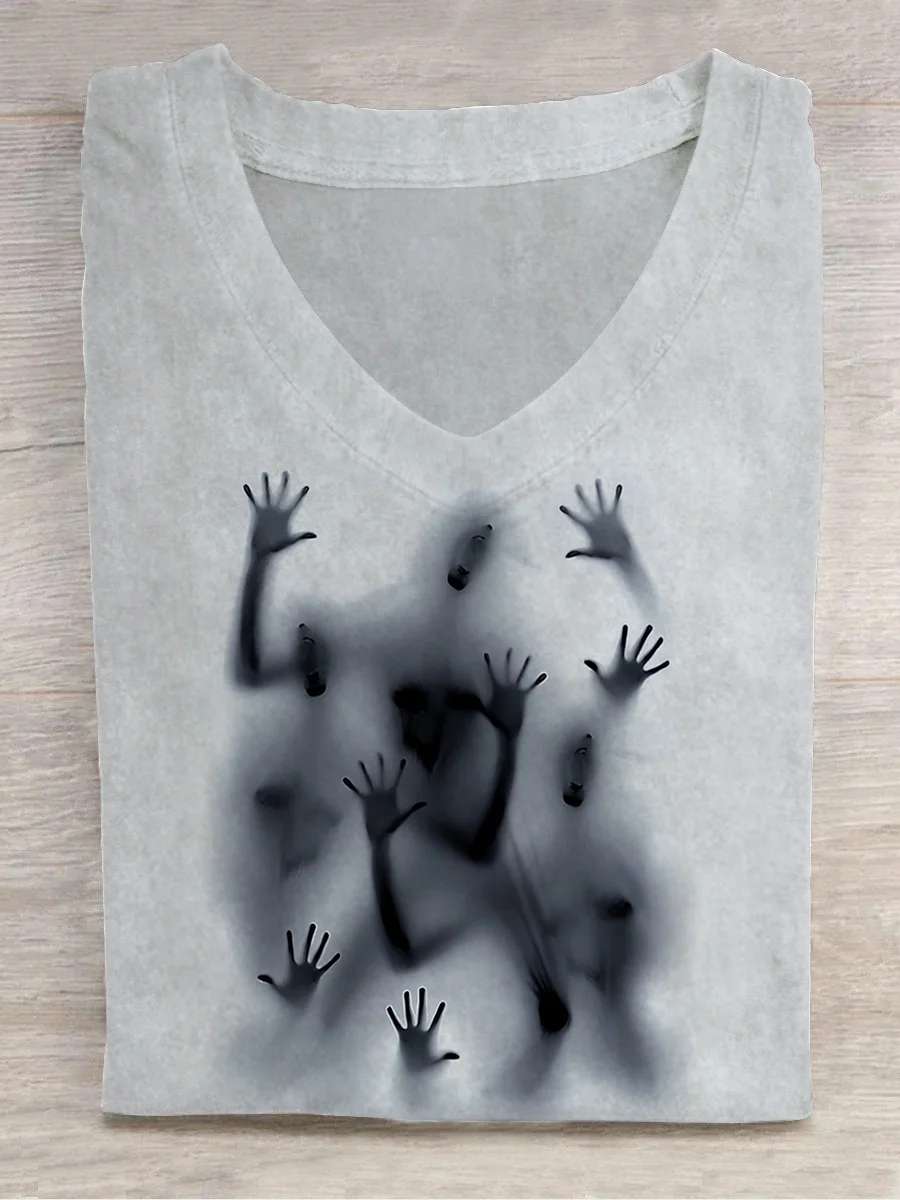 Eagerlys Many People Lying on The Glass V-neck T-shirt Eagerlys