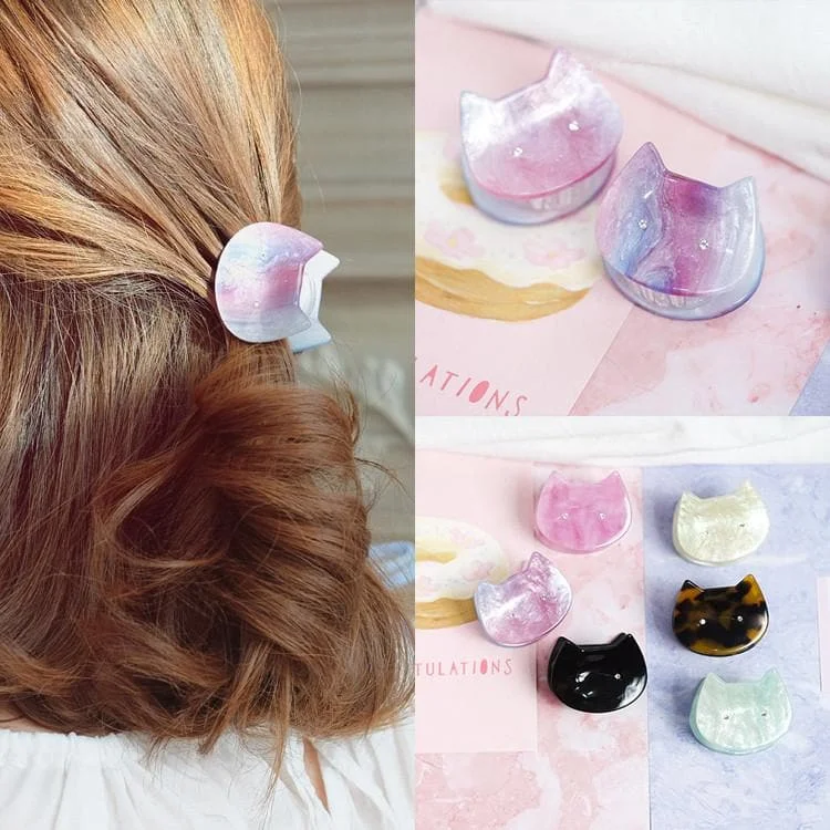 4 Colors Pastel Marble Kitty Hair Clip SP1812192