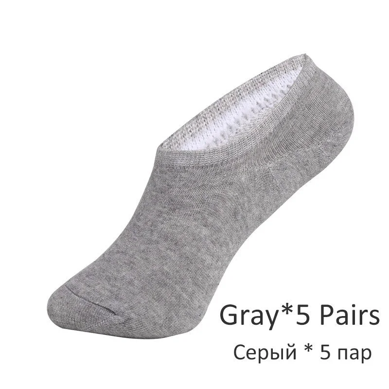 FINETOO 5Pairs/set Sports Men Sock Spring Summer Casual Solid Color Boat Socks Breathable Cotton Ankle Socks Thin Style Sock Men