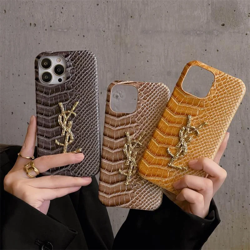 Shiny Gold Logo Leather Case