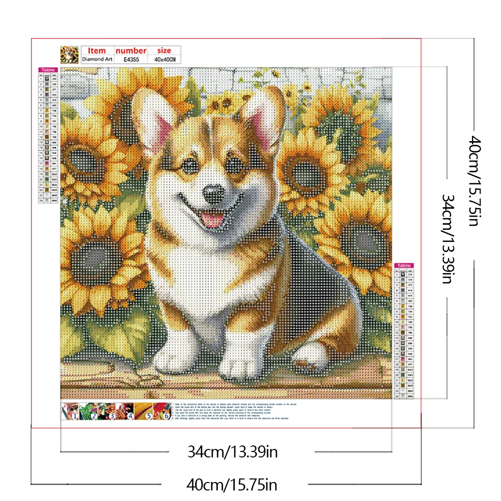 Diamond Painting - Full Round Drill - Sunflower Corgi(Canvas|40*40cm)