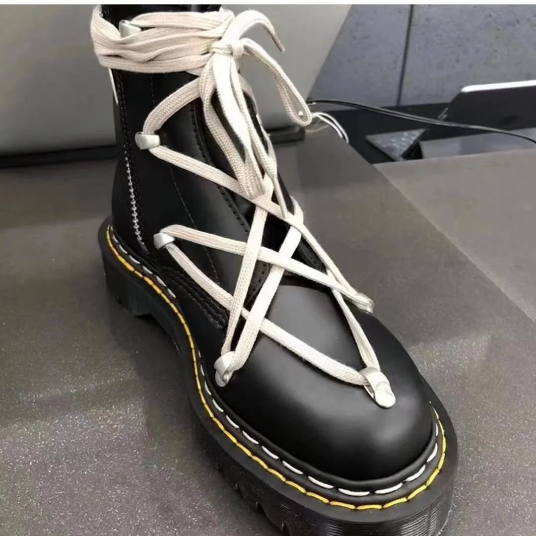 Ankel Boots for Women Chunky Martin Boots Genuine Leather Ladies Fashion Platform Motorcycle Boots Botas De Invierno Para Mujer