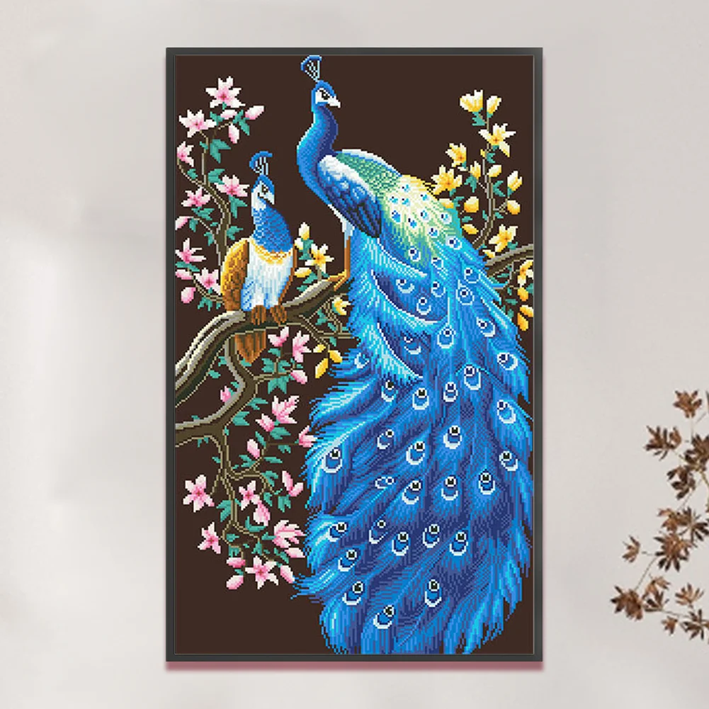 9CT Full Cross Stitch Bead Embroidery - Peacock(Canvas|45*78CM)