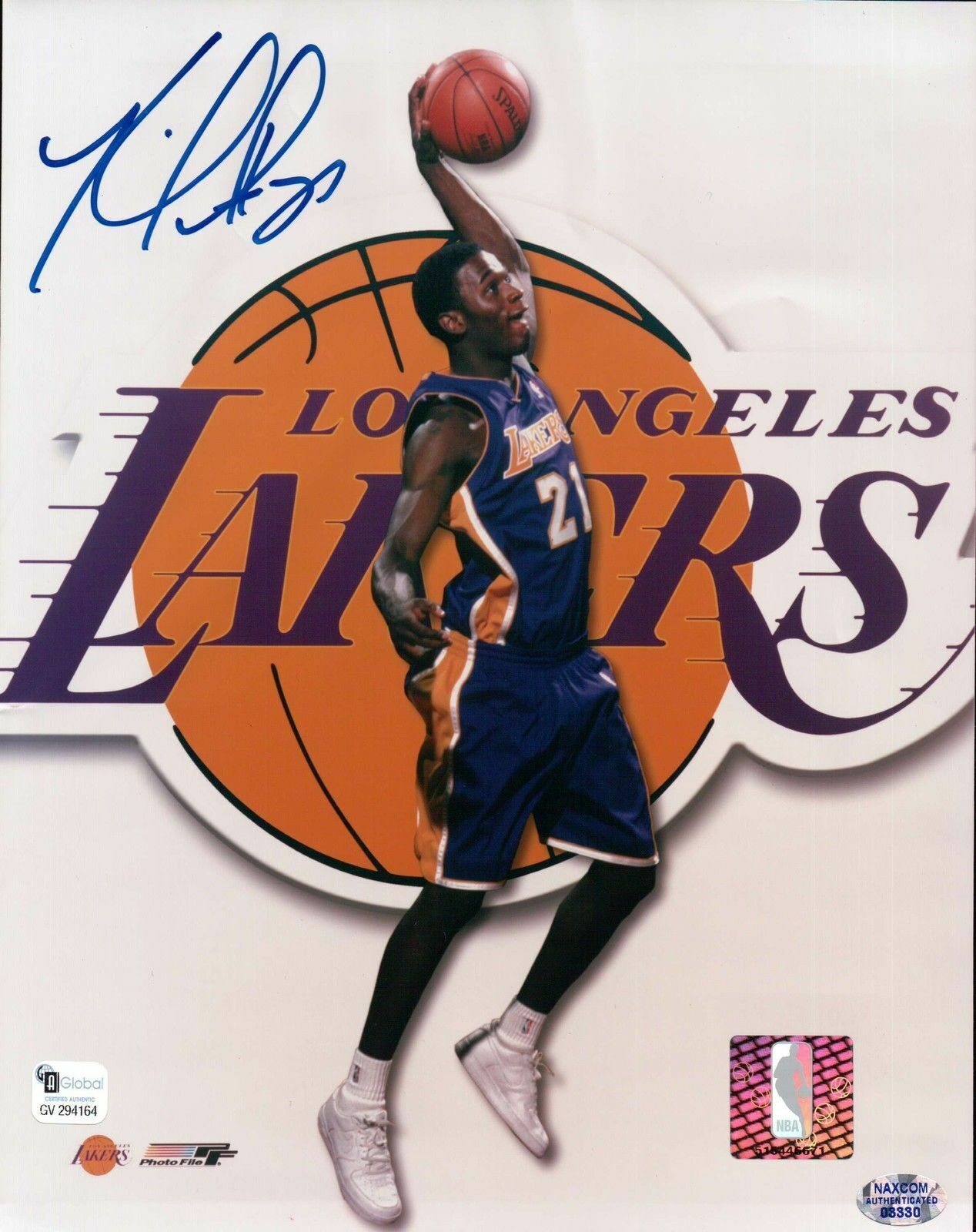 Kareem Rush Signed 8X10 Autograph Photo Poster painting Lakers Logo Dunk Blue Ink GAI/Naxcom