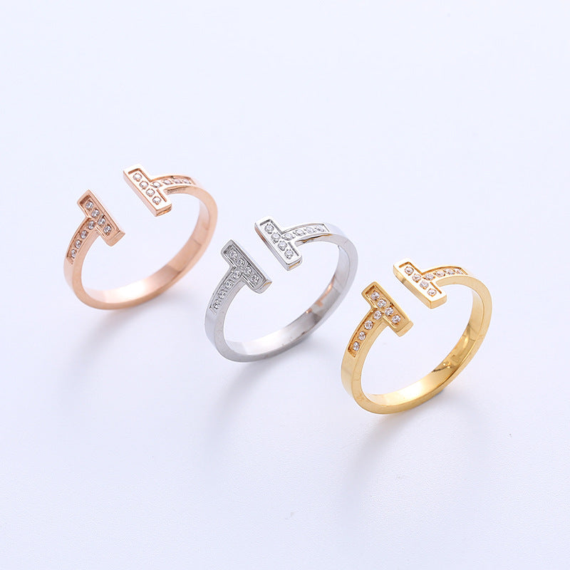 Women IG Style Stripe Fruit Titanium Steel Electroplating Rings