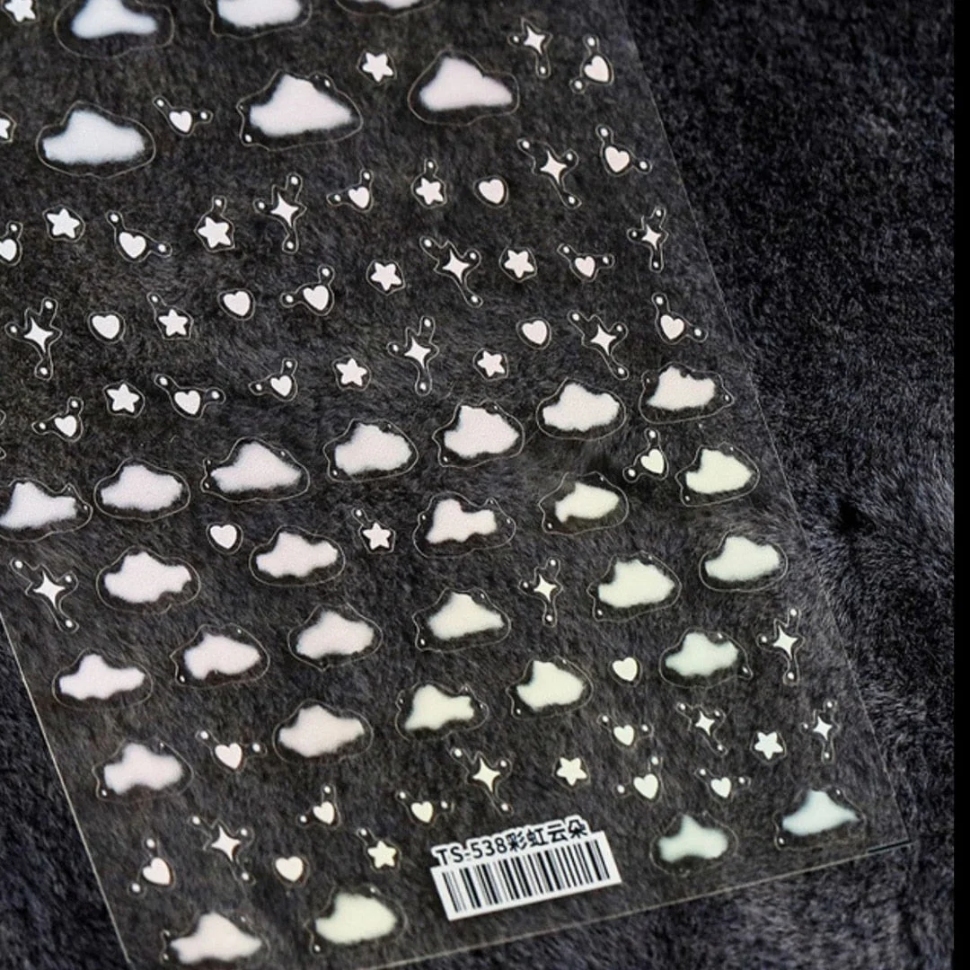 Beautizon Nail Art Sticker Rainbow Star Hart Cloud Cute Image Quality 3D Engraved Nail Art Decorations Nail Decals Design