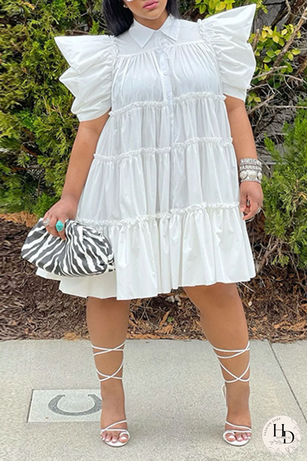 Pink Casual Solid Patchwork Buckle Fold Turndown Collar A Line Dresses