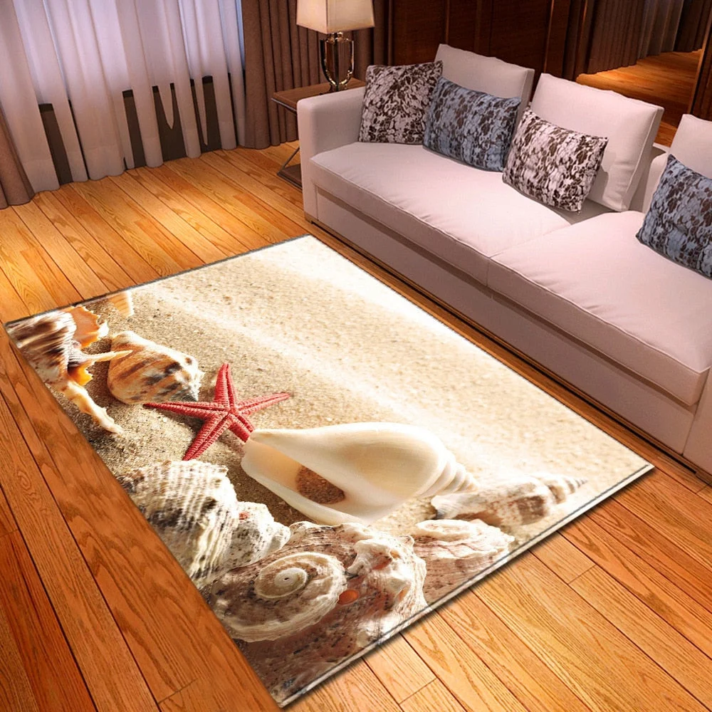 Living Room Sofa Carpet Home Bedroom Children's Decor Floor Rugs Seaside Pattern Coffee Table Hallway Balcony Kids Bedside Mat