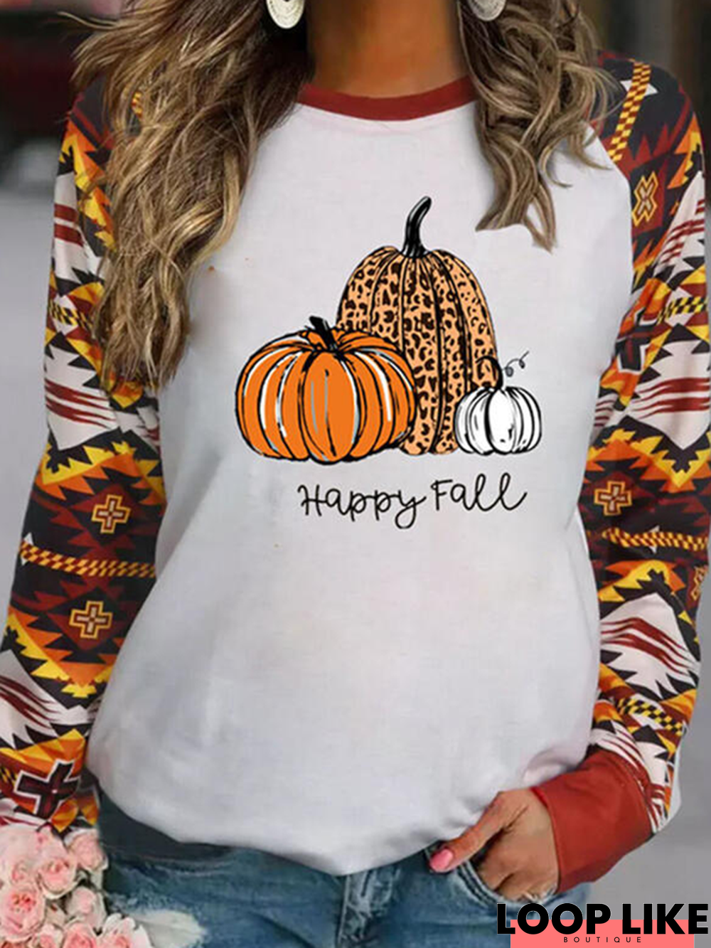 Halloween Printed Crew Neck Casual Long Sleeve Sweatshirt