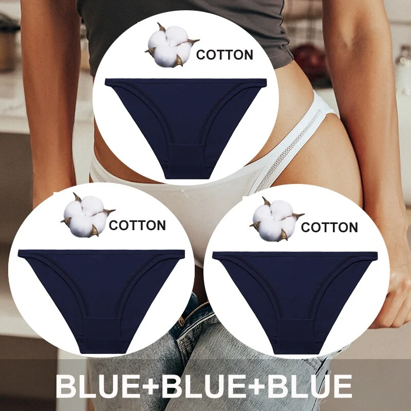 FINETOO 3PCS/Set Women Cotton Panties Sexy Lingerie Plus Size Underwear Low-Waist Briefs Female M-2XL Woman Hollow Out Pantys