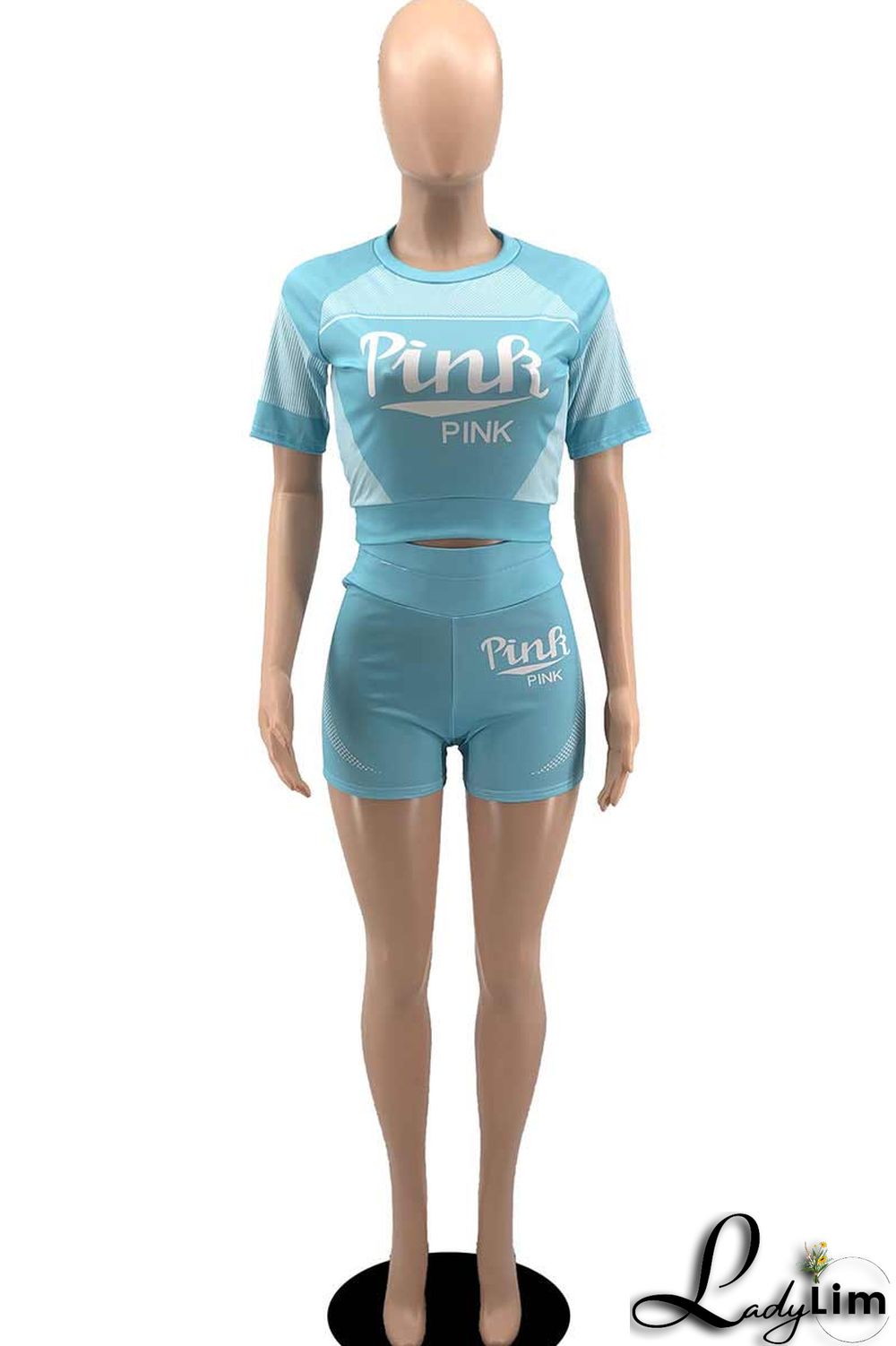 Black Casual Sportswear Print Patchwork O Neck Short Sleeve Two Pieces