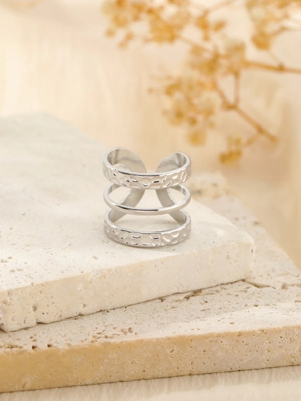 304 Stainless Steel 18K Gold Plated Classical Classic Style Plating Hollow Out Star Moon Heart Shape Open Rings