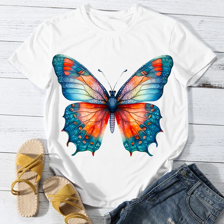 Exquisite Butterfly  Women Round Neck T-shirt BSTCA0024