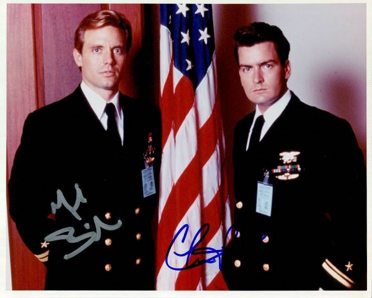 Navy Seals (Charlie Sheen & Michael Biehn vintage signed 8x10 Photo Poster painting in-person