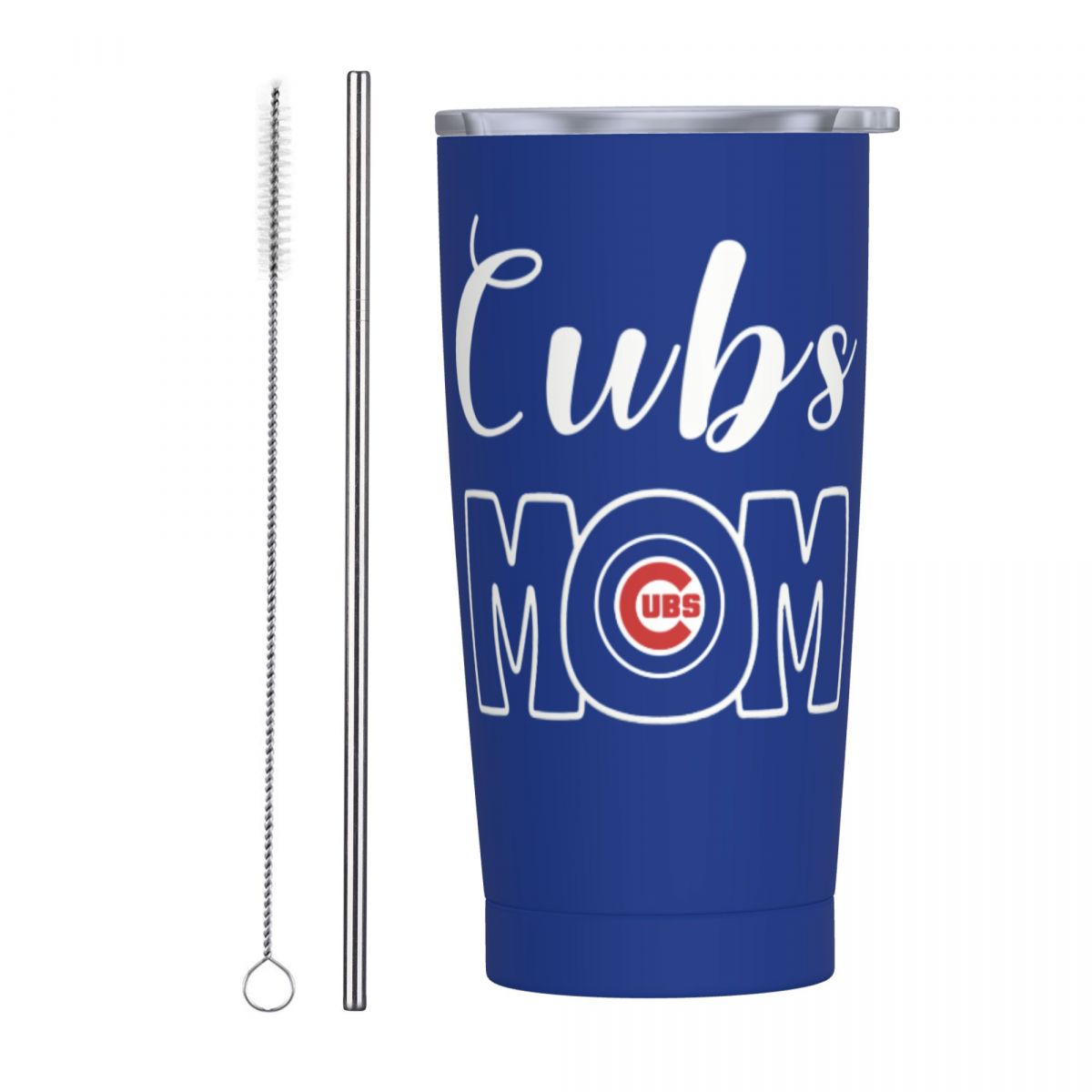 Chicago Cubs Mom Stainless Steel Travel Mug With Lid And Straw