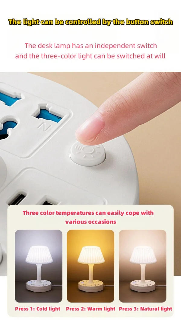 Multifunctional Desk Lamp Charging Multi-hole Socket Night Light