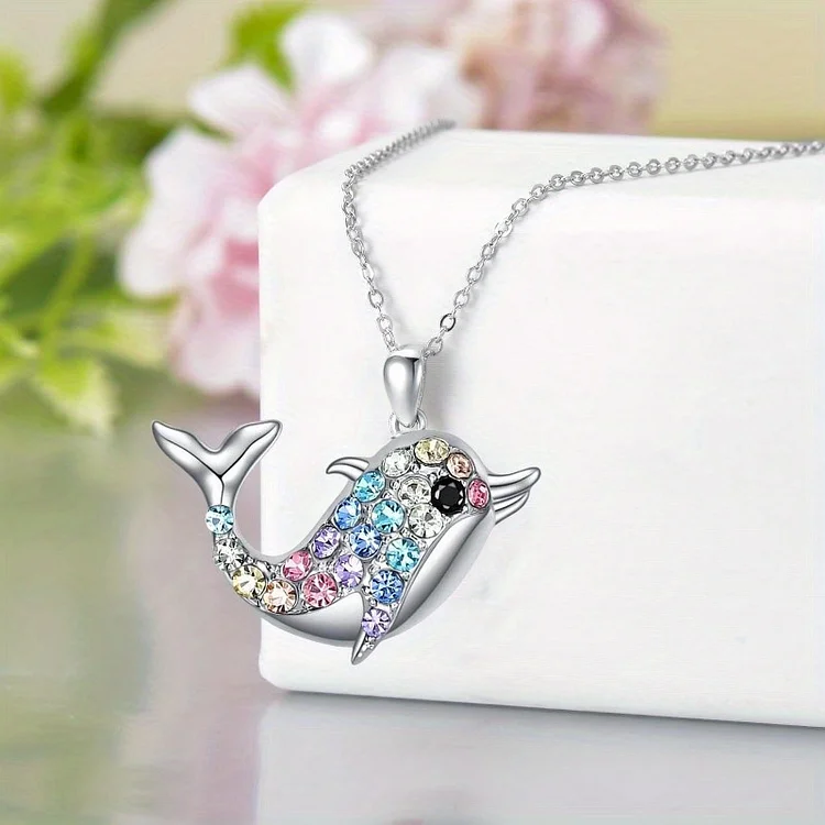 Dolphin Colored Zircon Personalized Necklace