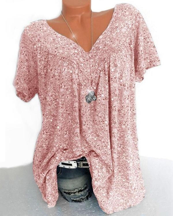 Plus Size Women Fashion Blouse Casual Loose Floral Printed Tops