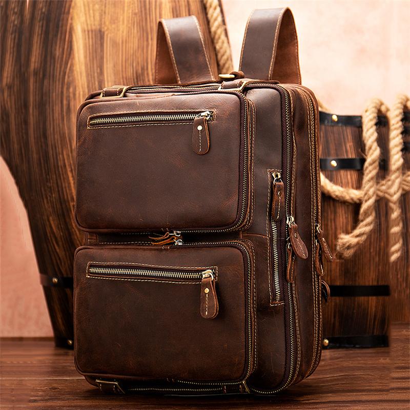 Multi-Functional Spacious Interior Comfortable Grab Detachable Sling Strap Genuine Leather Bag