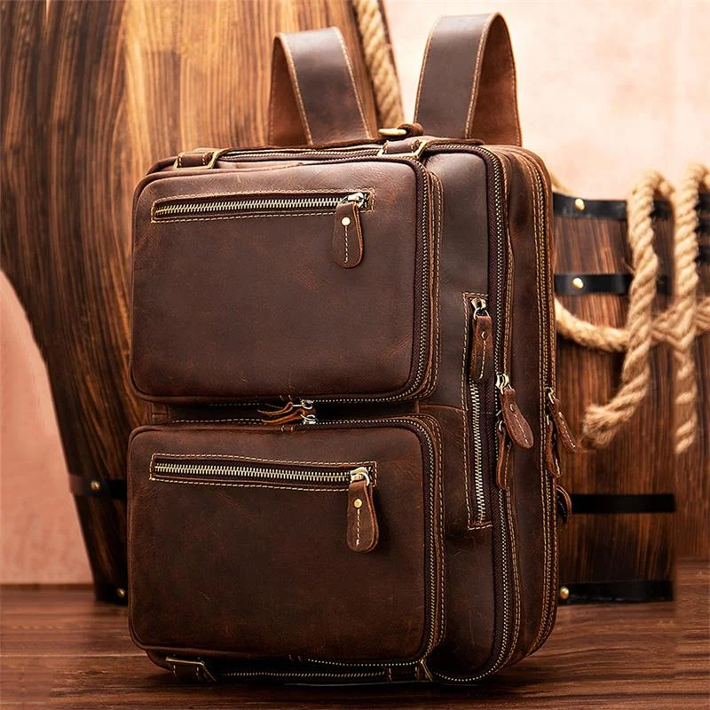 Multi-Functional Spacious Interior Comfortable Grab Detachable Sling Strap Genuine Leather Bag