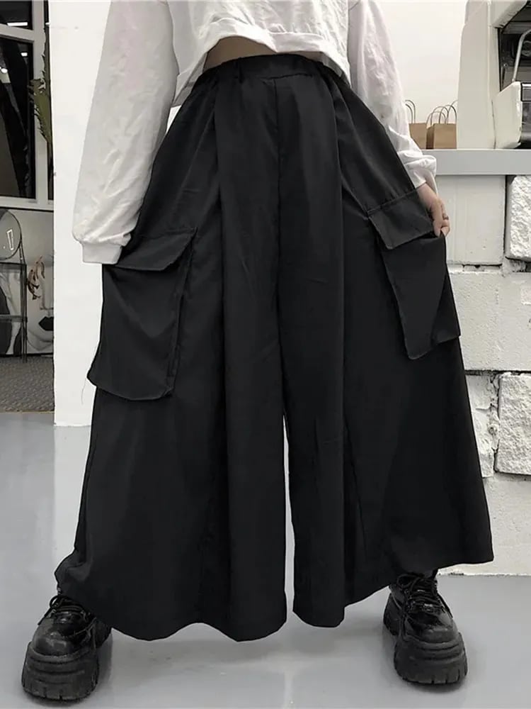 Plus Size Women Wide Leg Pants Y2K Streetwear Loose Cargo Pants 90S Gothic Oversize Female Trousers 6XL