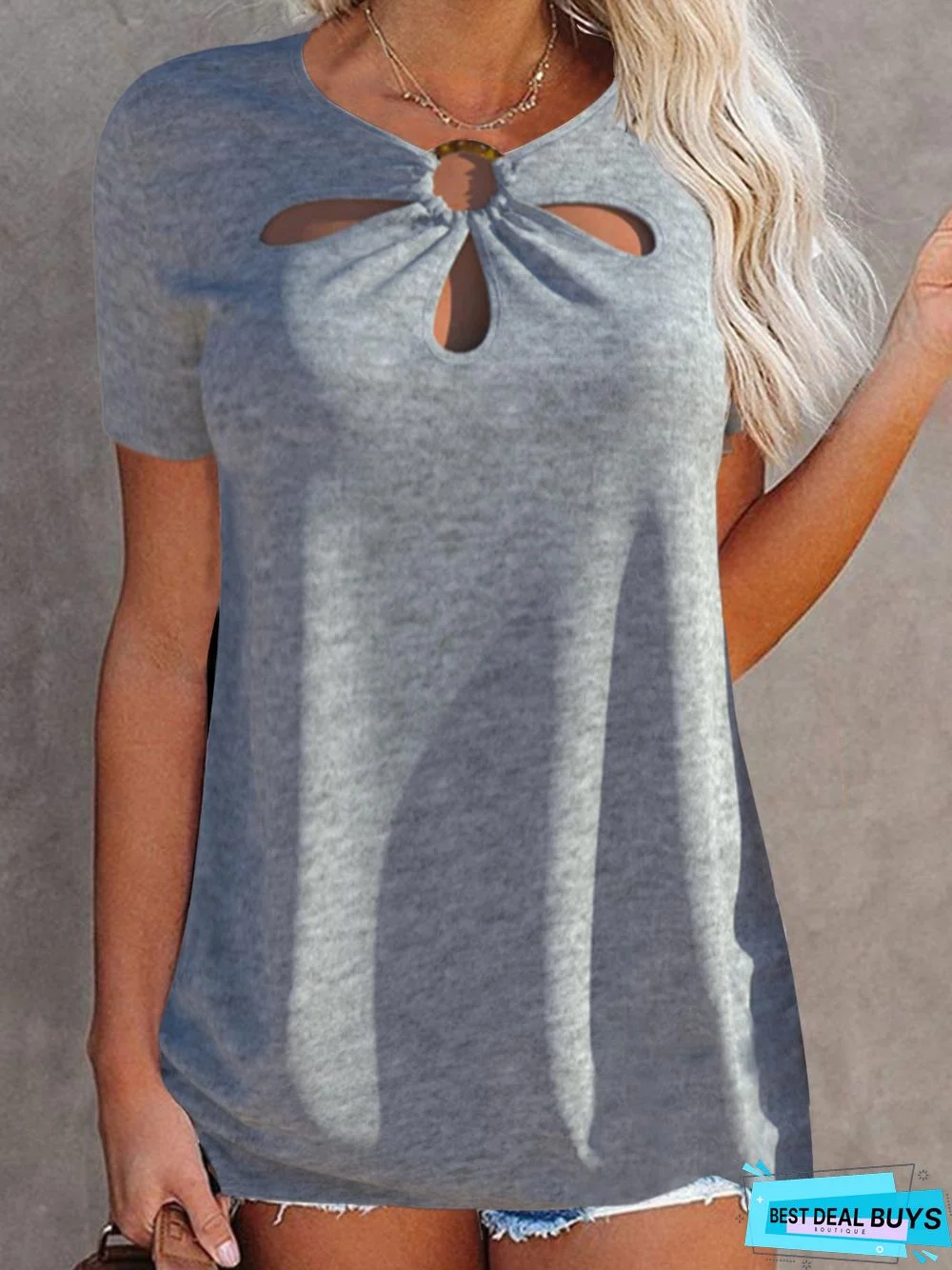 Casual Crew Neck Loosen Short Sleeve Tops