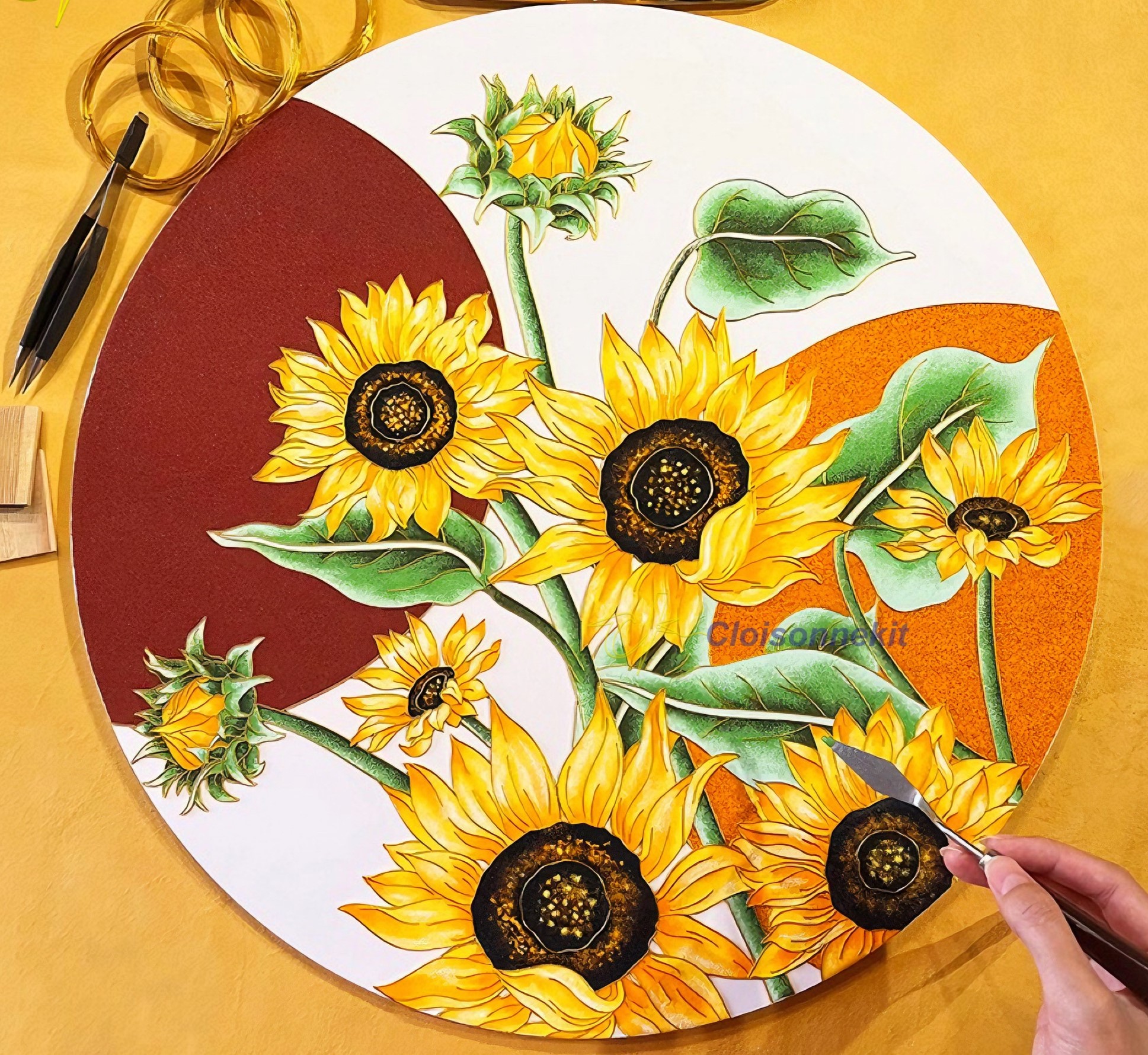Sunflowers - DIY Cloisonne Painting Art Kits - Cloisonnekit