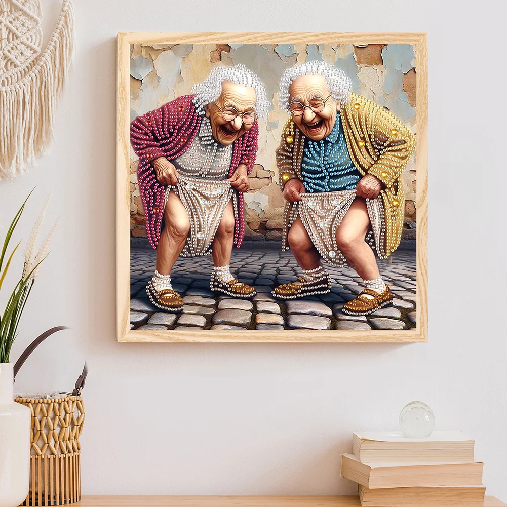Diamond Painting - Partial Special Shaped Drill - Funny Granny(Canvas|30*30cm)