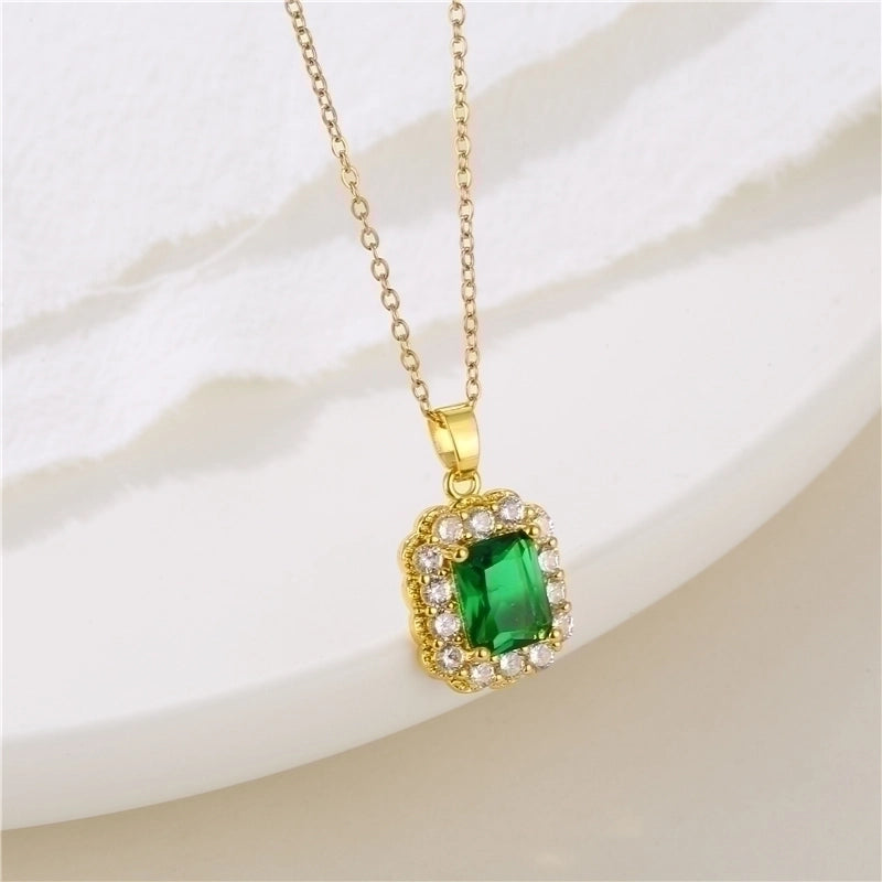 Shiny Angel Peacock Butterfly Stainless Steel Titanium Steel Inlay Zircon 18k Gold Plated Pendant Necklace