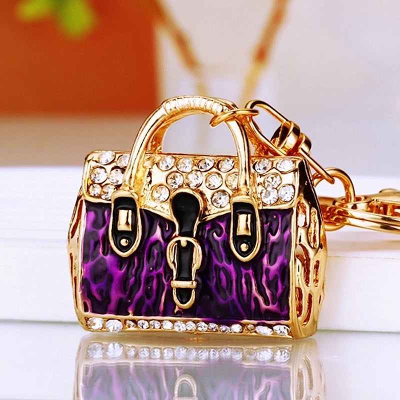 Elegant Korean Style Bag Metal Inlay Rhinestones Women’s Bag Pendant Keychain