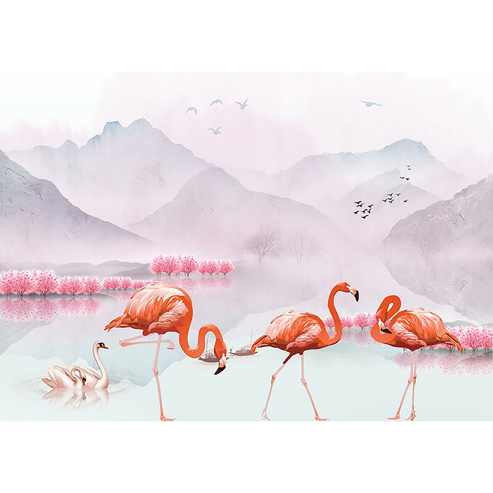 

40*30CM - Round Drill Diamond Painting - Flamingo, 501 Original