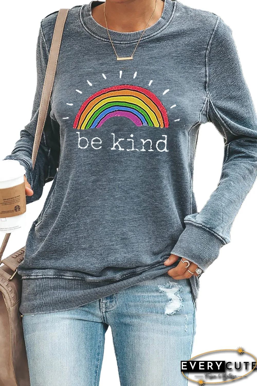 Rainbow Be Kind Gray Sweatshirt
